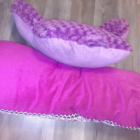 Purple/White Aztec Design Body Pillow & Purple Plush Poodle Bed Rest Pillow - Picture 2 of 13